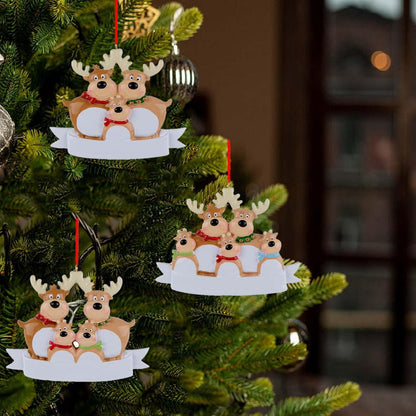DECORY 2021 Family Ornament, Family Christmas Reindeer Ornaments, Personalized DIY Name Ornaments Reindeer Family of 3, 4, 5,Christmas Tree Decorations